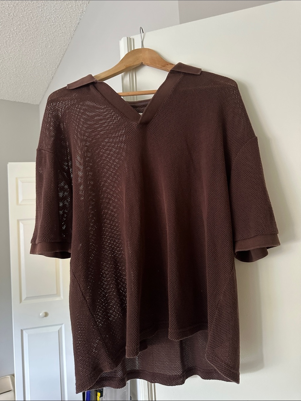 Brown Mesh Polo Shirt